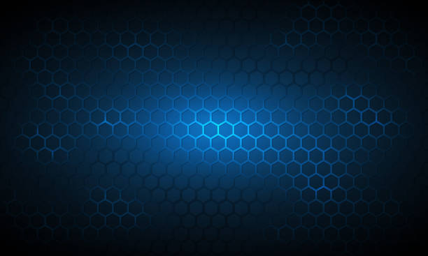 ilustraciones, imágenes clip art, dibujos animados e iconos de stock de fondo hexagonal de tecnología azul oscuro. - hexagon