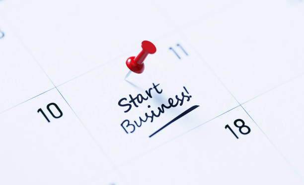 istock Start Business Message Written Below A Red Push Pin Over White Calendar 1320469342