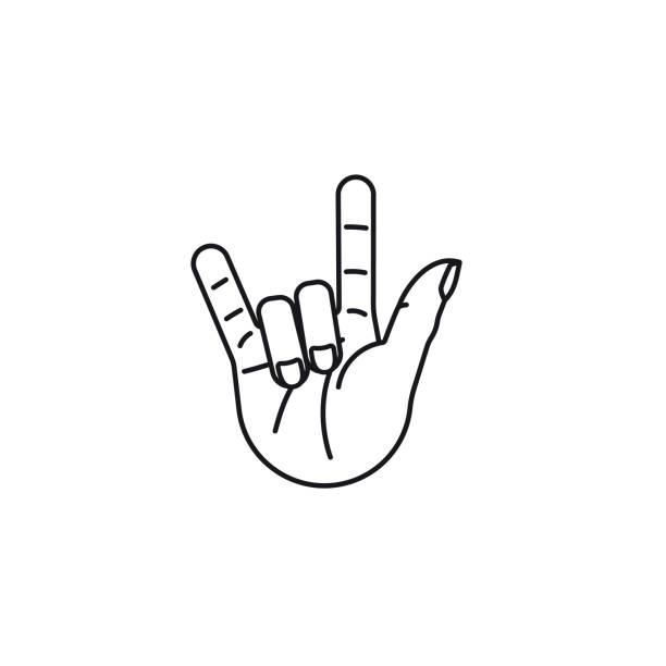 Hand sign for I love you vector line con Hand sign meaning I love you vector line icon for Sign language day on September 23. i love you stock illustrations