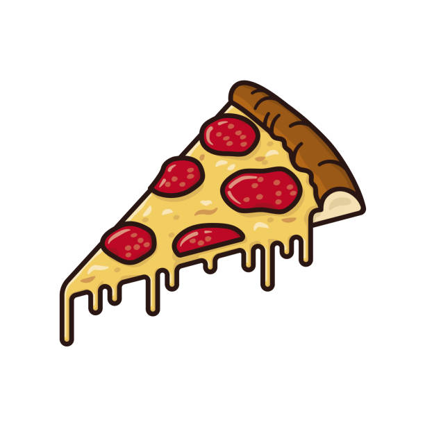 ilustraciones, imágenes clip art, dibujos animados e iconos de stock de rebanada de pepperoni pizza ilustración vectorial aislada - pizza