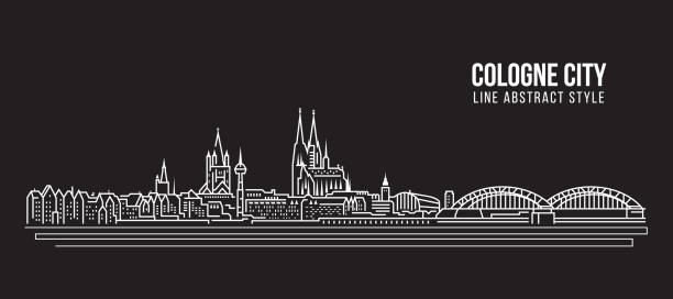 Cityscape Building Line art Vector Illustration design - Cologne city Cityscape Building Line art Vector Illustration design - Cologne city cologne stock illustrations