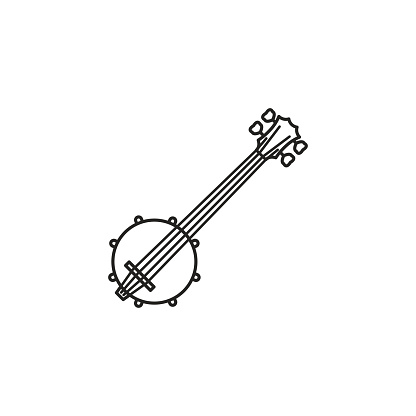 Four string banjo vector line icon for Country Music Day on September 17