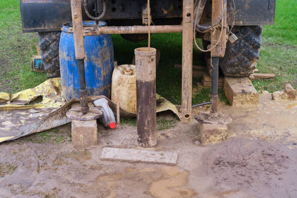 istock Engineering geology for construction, drilling rig on truck 1320471588