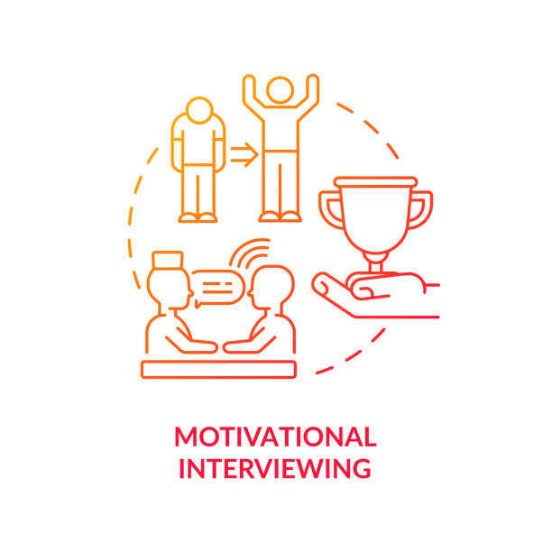Motivational interviewing concept icon Motivational interviewing concept icon. Addiction treatment methods. Behavior change. Body health improve abstract idea thin line illustration. Vector isolated outline color drawing interview event drawings stock illustrations
