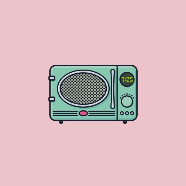 Retro style microwave oven vector illustration Retro style microwave oven vector illustration for TV Dinner Day on September 10 oven dials stock illustrations