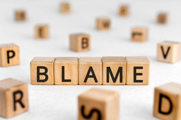 istock Blame - word from wooden blocks with letters 1320473303