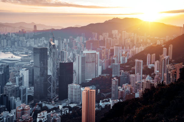 istock Hongkong Skyline at sunset 1320474200