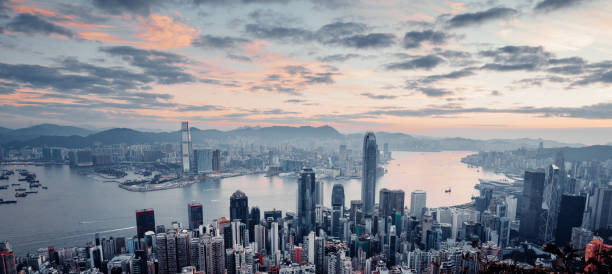 istock Hongkong Skyline at sunset 1320474248