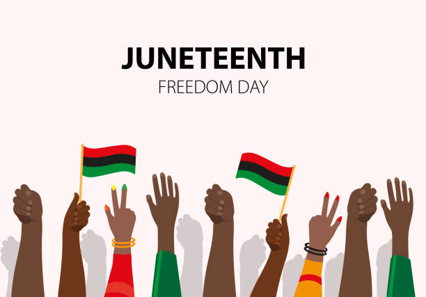 июнь, день независимости афроамериканцев, 19 июня. день свободы и эмансипации - день иллюстрации stock illustrations
