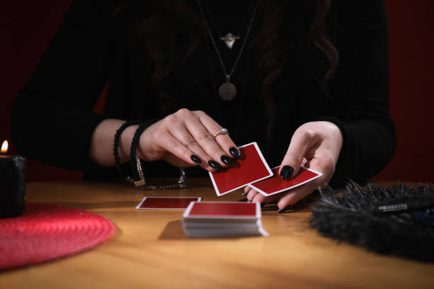 istock Soothsayer predicting future with cards at table indoors, closeup 1320476738