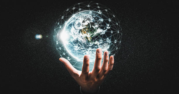 istock Global network connection covering earth with link of innovative perception 1320478355