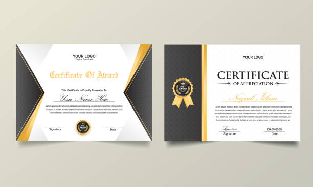 Modern Elegant certificate of Achievement template stock illustration Certificate, Diploma, Template, Award, Modern Elegant certificate of Achievement template certificate templates stock illustrations