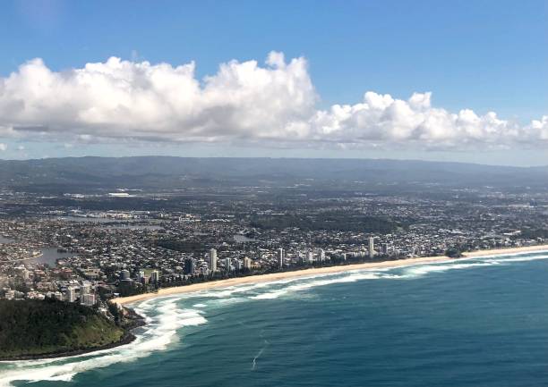 istock Aerial Gold Coast with mountain backdrop 1320485608