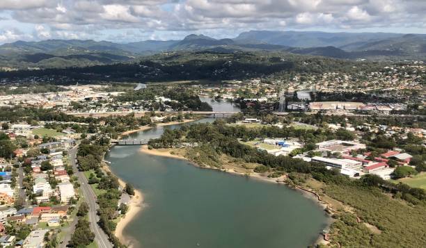 istock Aerial suburb with mountain backdrop 1320485725