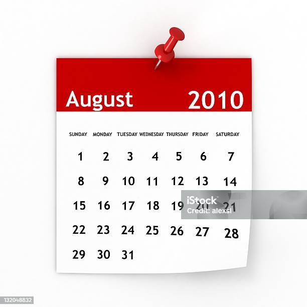 De Agosto De 2010calendário Série - Fotografias de stock e mais imagens de 2010 - 2010, Agosto, Calendário