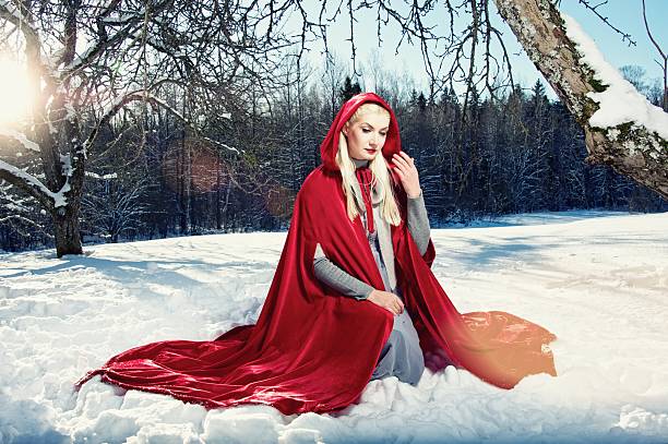 istock Red Hood sitting on a snow. 132048834