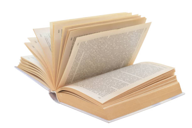 istock An open book lying with unfolded pages up and slightly at an angle to the viewer 1320488860
