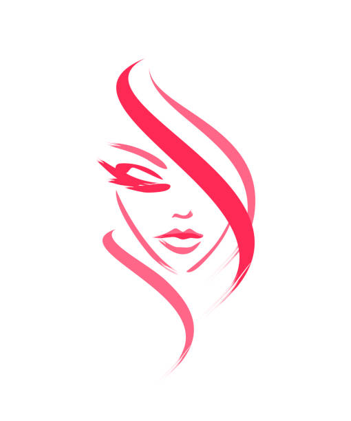 face female logo on white background - vector illustration face female logo on white background - vector illustration abstract silhouettes stock illustrations