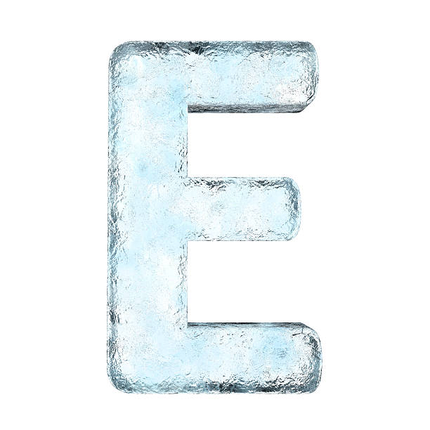 Large letter E made out of ice stock photo
