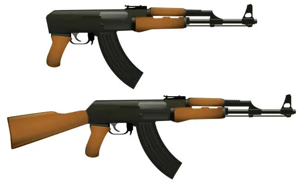 Vector illustration of AK-47 assault rifles