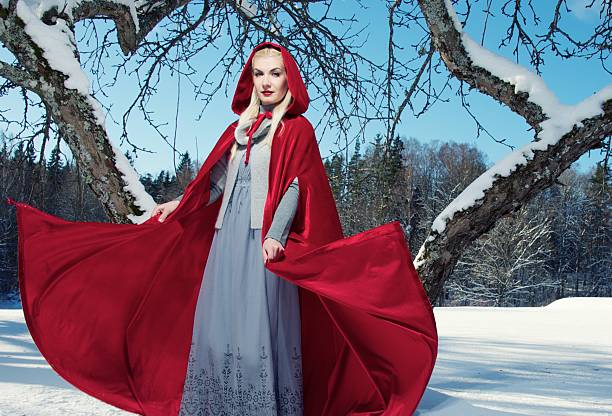 istock Red Hood with a waving cloak 132049466
