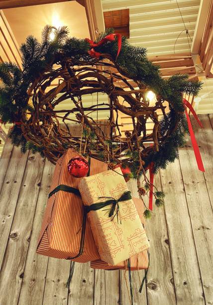 istock Christmas gifts hanging from the ceiling 1320507556