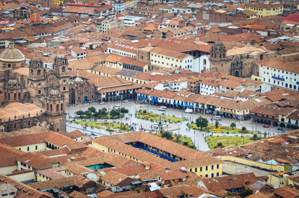 istock Aerial view of Cusco city main square 1320508211