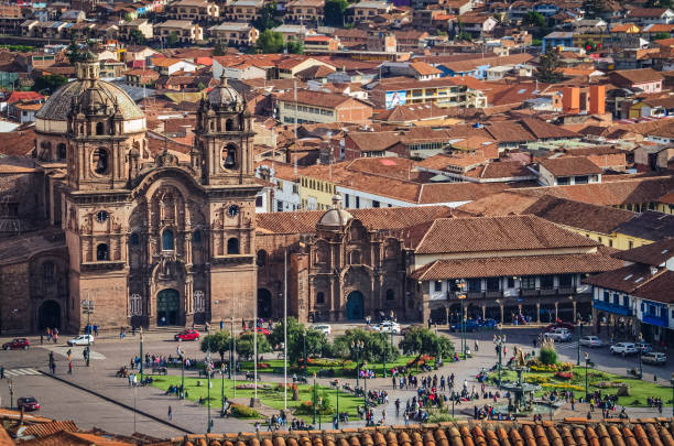 istock Aerial view of Cusco city main square 1320508264