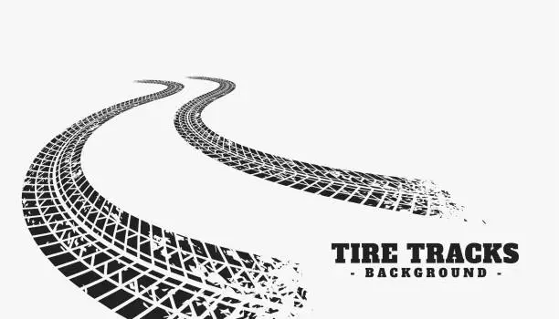 Vector illustration of car tire track wheel print background