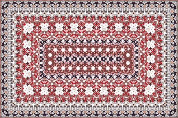 ilustrações de stock, clip art, desenhos animados e ícones de rich persian colored carpet ethnic pattern. - carpet rug persian rug persian culture