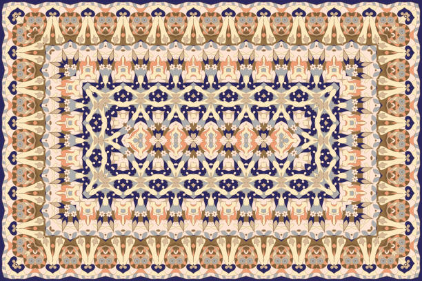 kaya persia diwarnai karpet pola etnis. - carpet decor ilustrasi stok