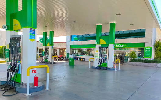 Antalya, Turkey - May 11, 2021: BP petrol station at Antalya, Turkey on May 11, 2021