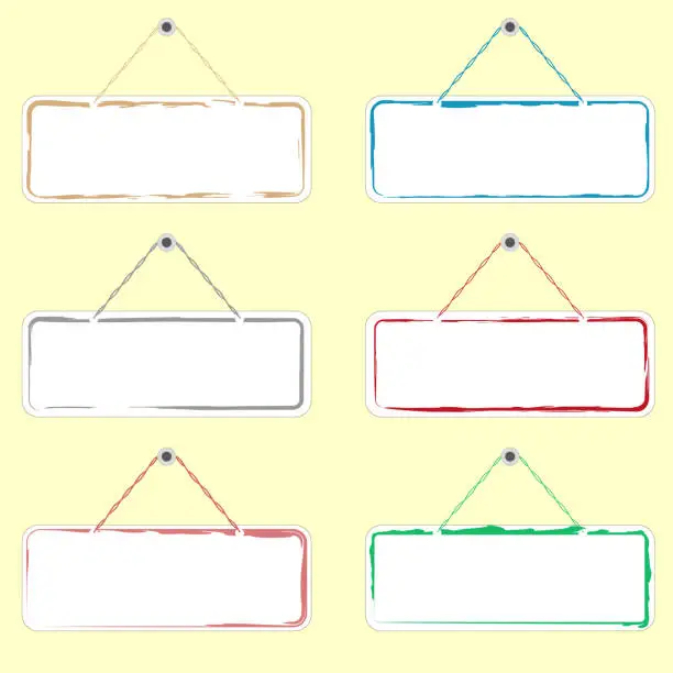 Vector illustration of Empty table, board, sign, flat design, blank stock illustration, six design
