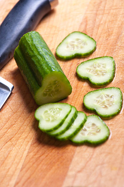 Heart shaped cucumber salad stock photo