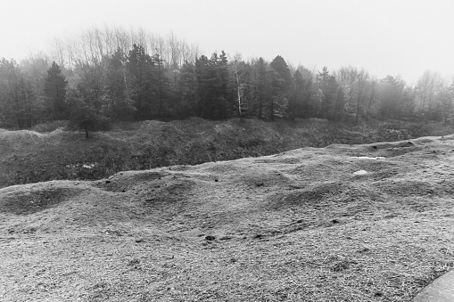 Remaining damage from artillery barrage at Verdun, France