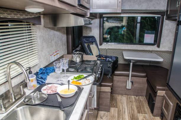 istock Motorhome kitchen with food on counter 1320519349