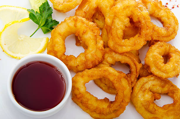 istock Fried calamari rings served with sauce 132052297