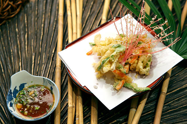 Tasty tempura menu stock photo
