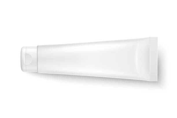 istock Vector 3d Realistic Plastic, Metal White Tube Icon Closeup Isolated on White Background. Packaging For Cosmetics, Ointments, Cream, Tooth Paste. Design Template of Toothpaste for Mockup. Top View 1320534712