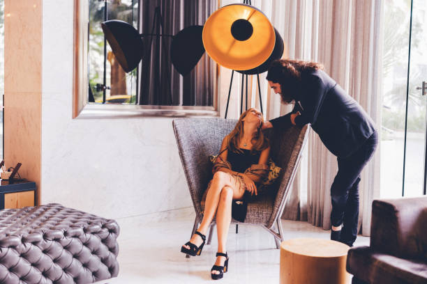 istock Diverse couple at a hotel lobby 1320535516