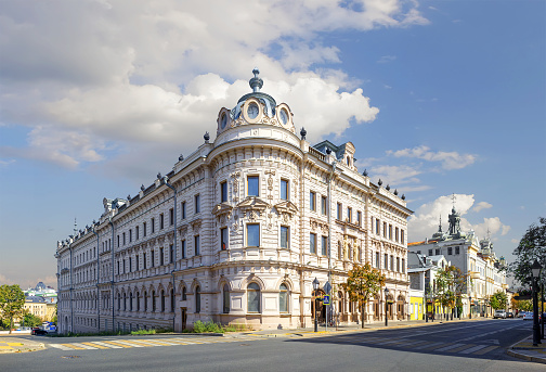 Beautiful oid building on the Kremlin street. Kazan. Tatarstan, Russia