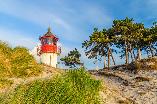 The small lighthouse Gellen in the south of the Baltic Sea island Hiddensee.