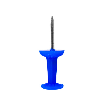 3d Render Blue Push Pins on White Background Clipping path, Can be used for reminder and note paper concept. (İsolated on white and Clipping path)
