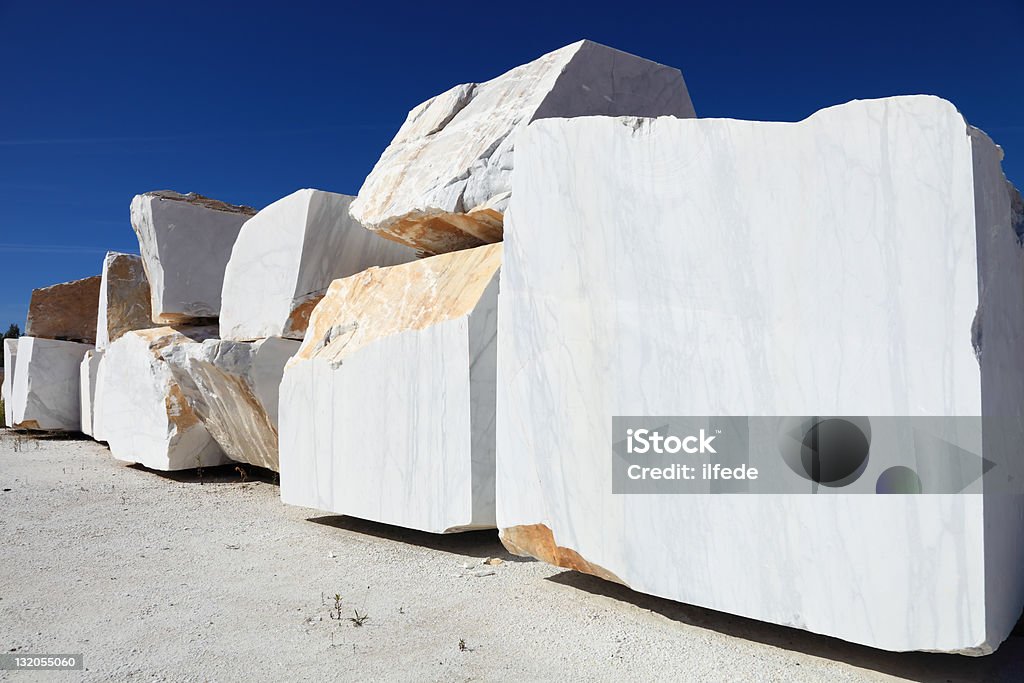 carrara marble white carrara marble block in quarry Block Shape Stock Photo