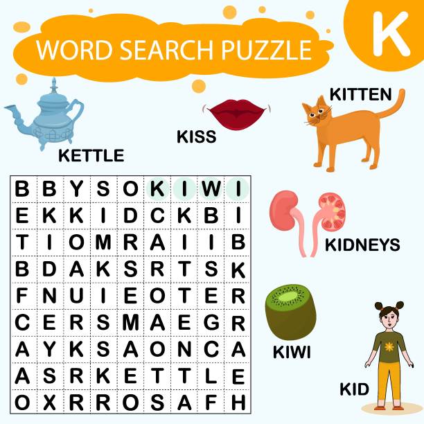 Vector Educational Game For Kids A Puzzle For Finding Words Starting With  The Letter K Stock Illustration - Download Image Now - iStock