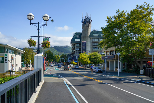 Nelson City Council building, Trafalgar Street view of Nelson, New Zealand.