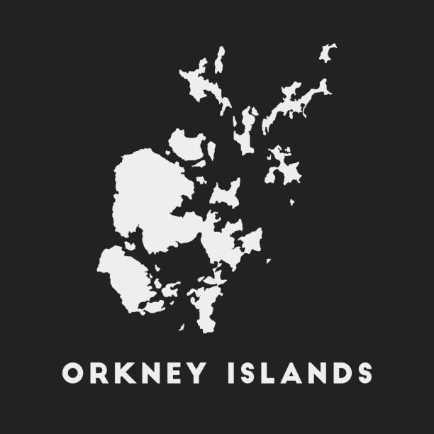 Orkney Islands icon. Orkney Islands icon. Island map on dark background. Stylish Orkney Islands map with island name. Vector illustration. orkney islands stock illustrations