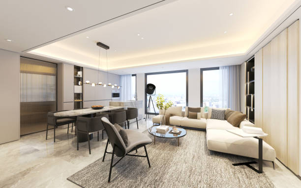 istock 3d render of luxury house kitchen dining room 1320561344