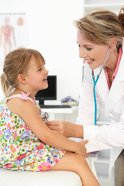 istock Female doctor examining child 132056218