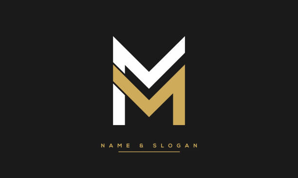 мм или m алфавит письма абстрактный логотип логотипа - letter m typescript sign design element stock illustrations